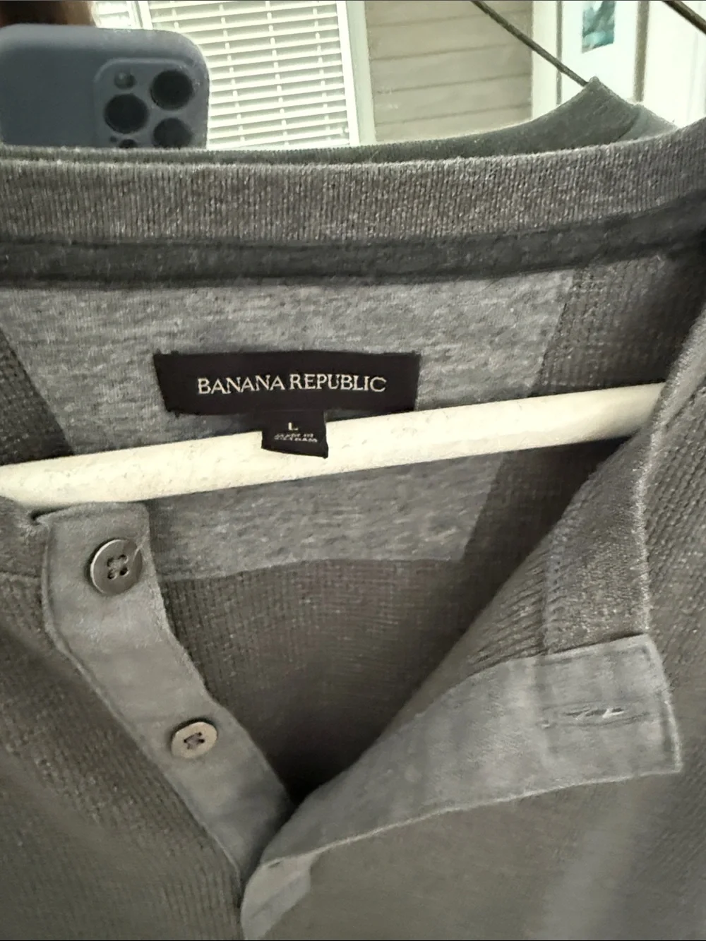 Banana Republic Men's Gray Henley Polo 20% off 2 or more